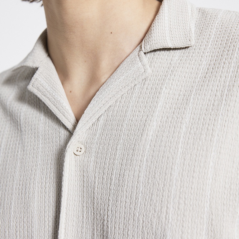 Short sleeve shirt "Steven Structure Stripe" Stone
